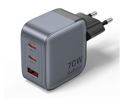 Ładowarka i akumulator Vention Ładowarka 70W GaN PD 1x USB-A 2x USB-C czarna